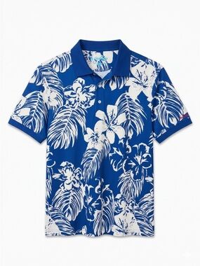 Chubbies Men’s Performance Golf Polo - Navy & White Tropical Floral Polo Size M